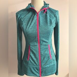Lukka Women’s Hoodie, S, Blue/Neon Pink/Black Stripes, Activewear